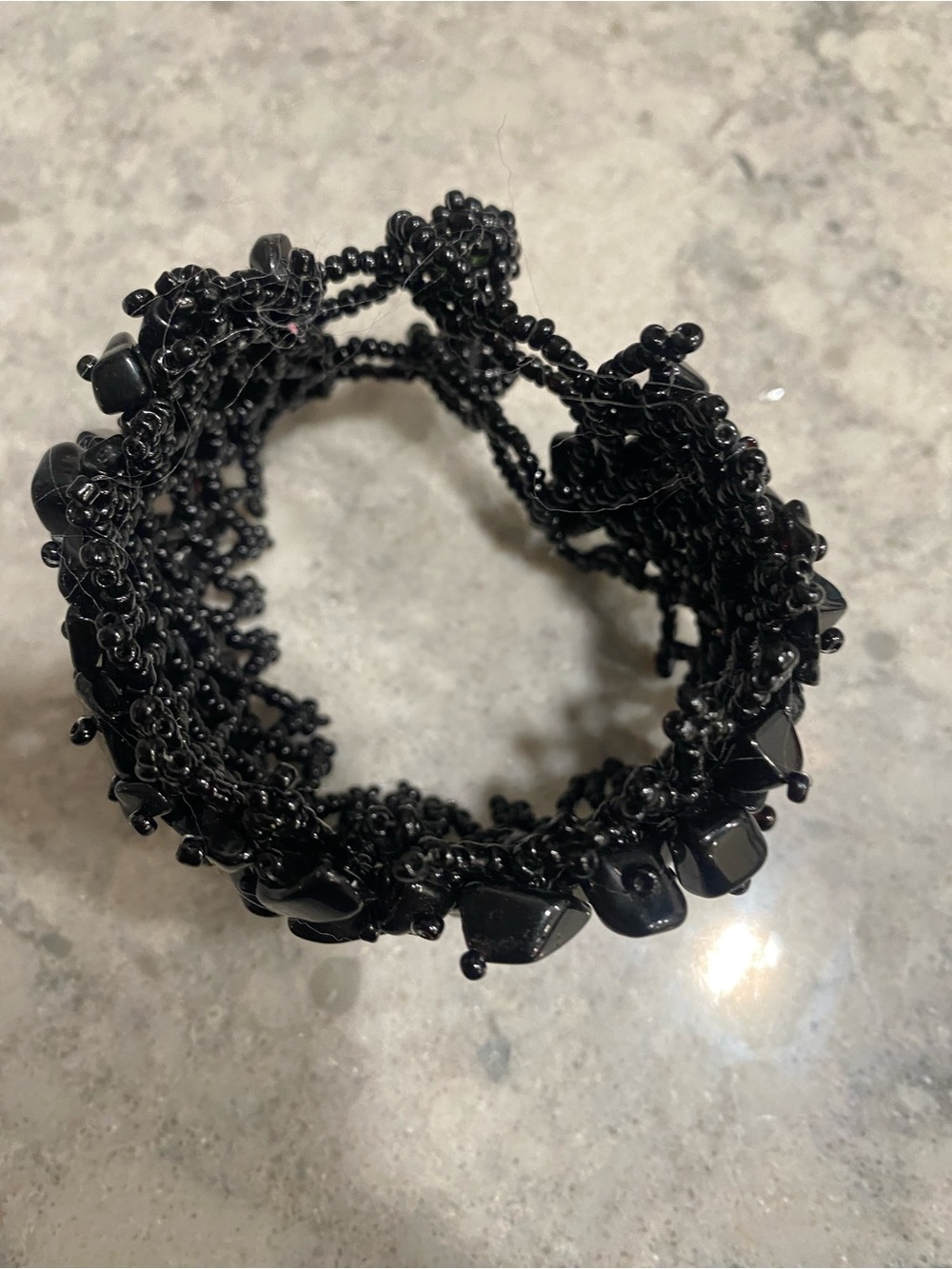 Gorgeous Black Vintage Beaded Adjustable Bracelet - Picture 2 of 11